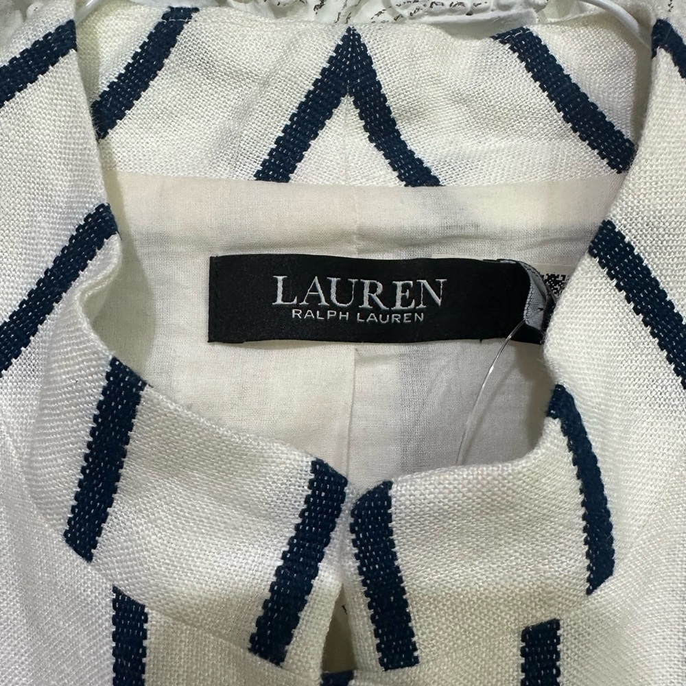 Ralph Lauren Cream Blazer with Navy Vertical Stripes. Size 12. New with tags - Picture 4 of 11